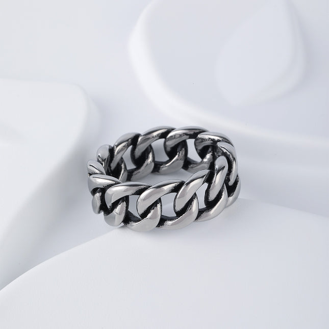 Anillo Con Diseño De Cadena Estilo Industrial Para Hombre De Acero Inoxidable