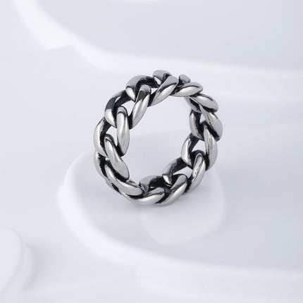 Anillo Con Diseño De Cadena Estilo Industrial Para Hombre De Acero Inoxidable