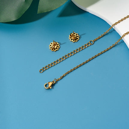 Collar Con Colgante De Círculos Y Flecos Azules Y Aretes Elegantes