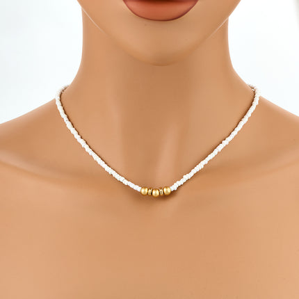 Collar Sencillo De Cuentas Blancas Elegantes De Lujo Leve A La Moda Casual