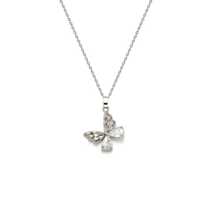 Collar De Estilo Palaciego Con Colgante De Mariposa De Circón De Moda De Acero Inoxidable