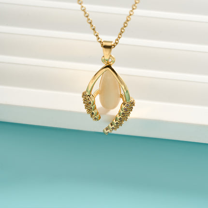 Collar Con Cuentas Para Suerte De Moda De Acero Inoxidable Con Colgante De Espiga De Trigo