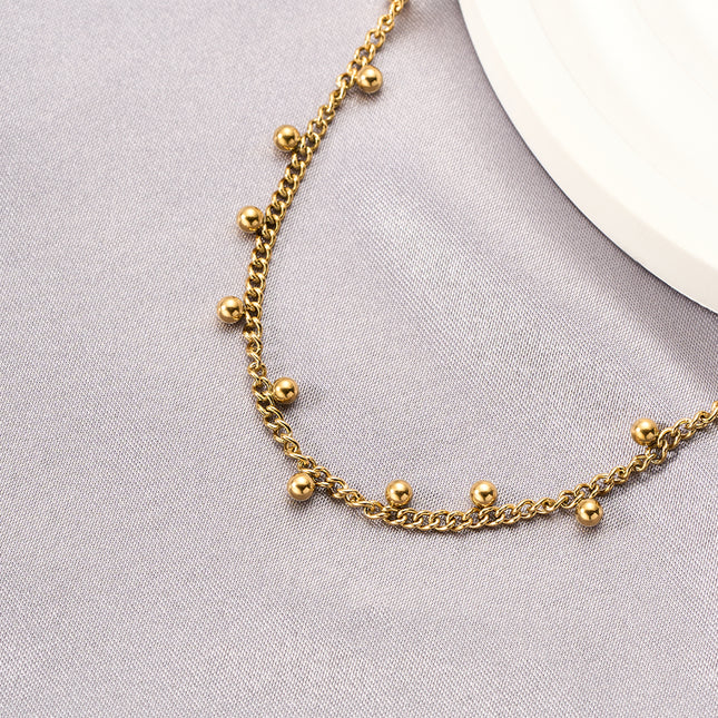 Collar Sencillo De Acero Inoxidable Casual Con Borla De Bolas De Moda Minimista