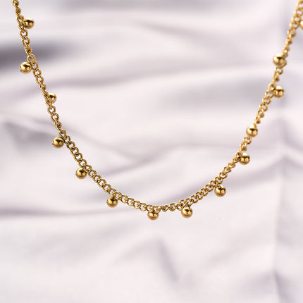 Collar Sencillo De Acero Inoxidable Casual Con Borla De Bolas De Moda Minimista