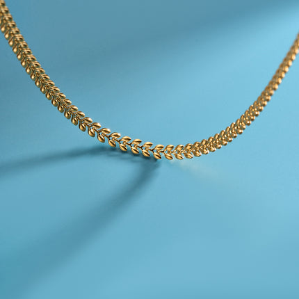 Collar De Acero Inoxidable De Cadena De Clavícula De Espiga Ee Trigo En Forma De Corazón