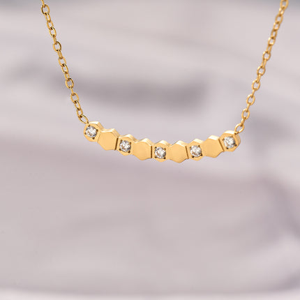 Collar De Acero Inoxidable Con Colgante De Panal De Diamantes De Moda Para Mujer