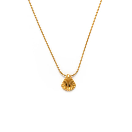 Collar Metálico De Moda De Acero Inoxidable Sencillo Con Colgante De Concha Casual