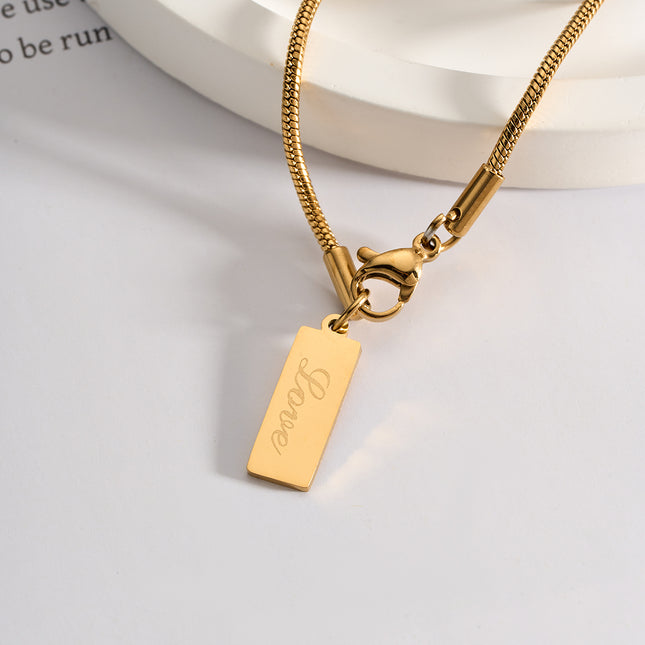 Collar De Doble Capa De Acero Inoxidable Con Colgante Brillante De Cuboide De Moda