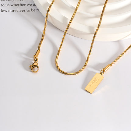 Collar De Doble Capa De Acero Inoxidable Con Colgante Brillante De Cuboide De Moda