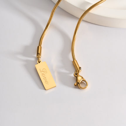 Collar De Doble Capa De Acero Inoxidable Con Colgante Brillante De Cuboide De Moda