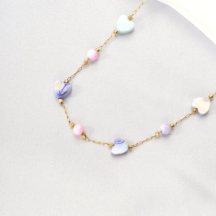 Collar Colorido De Acero Inoxidable Con Estrellas O Corazones O Flores De Concha De Estilo Étnico