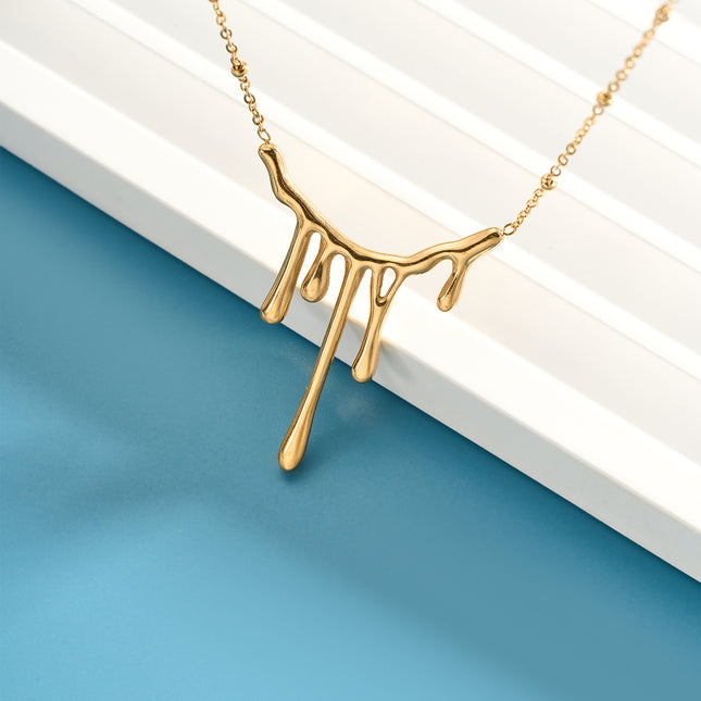 Colgante Irregular De Acero Inoxidable De Moda Con Colganrte De Lava Casual