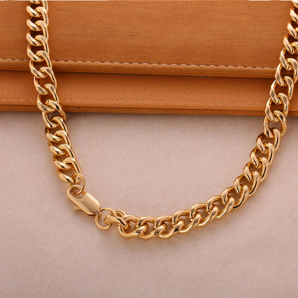 Collar Larga De Estilo Hip-Hop Para Hombre De Cobre Chapado En Oro 14K
