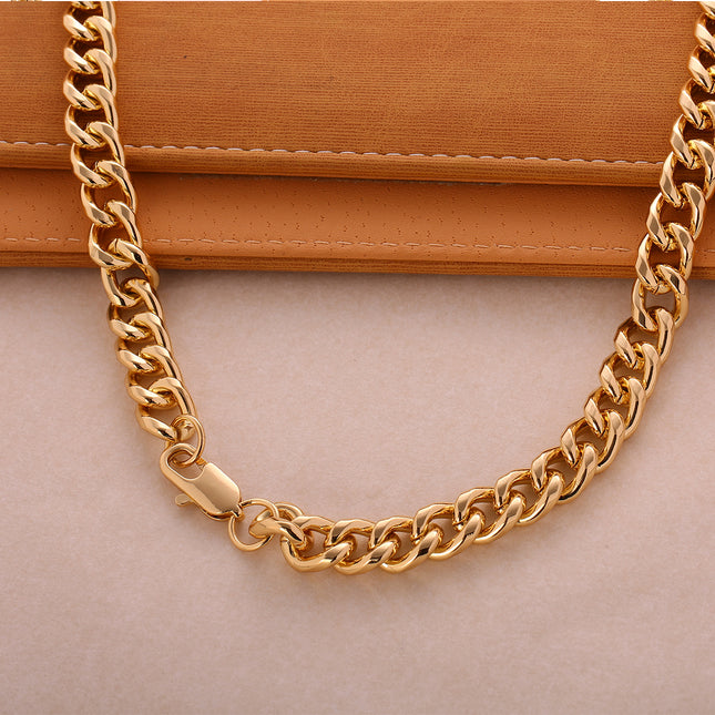 Collar Larga De Estilo Hip-Hop Para Hombre De Cobre Chapado En Oro 14K