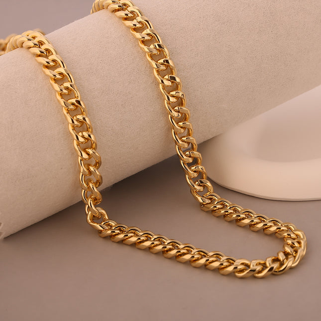 Collar De Cadena Cubana Hip Hop Baño Para Hombre De Cobre Chapado En Oro 14K