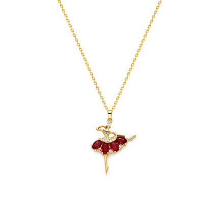 Collar De Diseño Único Con Colgante De Bailarina De Falda Roja De Moda Moderno