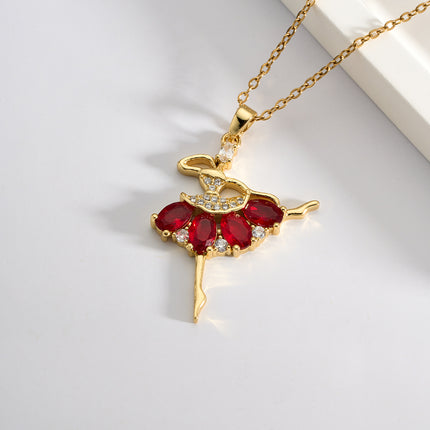 Collar De Diseño Único Con Colgante De Bailarina De Falda Roja De Moda Moderno