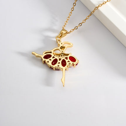 Collar De Diseño Único Con Colgante De Bailarina De Falda Roja De Moda Moderno