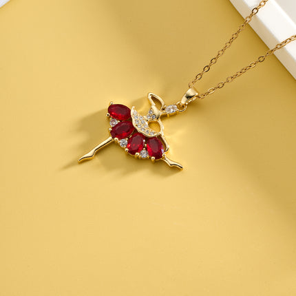 Collar De Diseño Único Con Colgante De Bailarina De Falda Roja De Moda Moderno