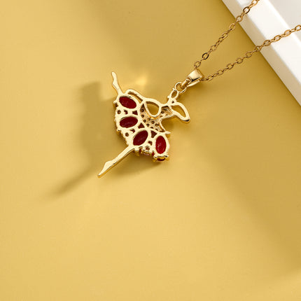 Collar De Diseño Único Con Colgante De Bailarina De Falda Roja De Moda Moderno
