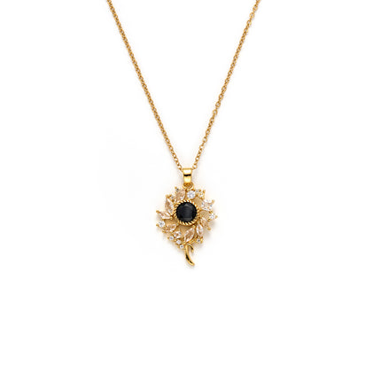 Collar Con Colgante De Flores Rodeadas De Hojas De Diamantes De Imitación Casual