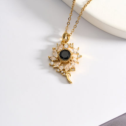 Collar Con Colgante De Flores Rodeadas De Hojas De Diamantes De Imitación Casual