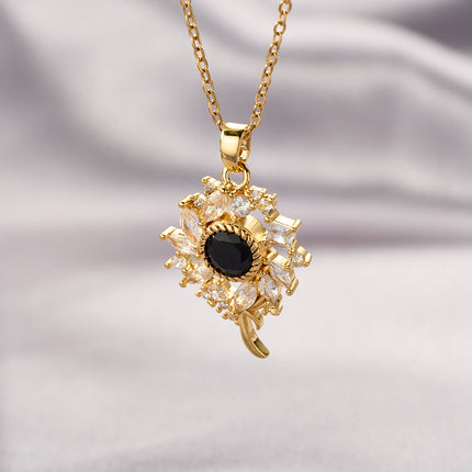 Collar Con Colgante De Flores Rodeadas De Hojas De Diamantes De Imitación Casual
