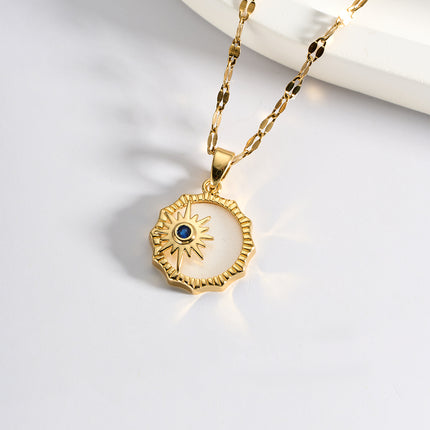 Collar Versátil De Cobre Sencillo Con Colgante Hueco De Rayo De Sol Casual Para Mujer