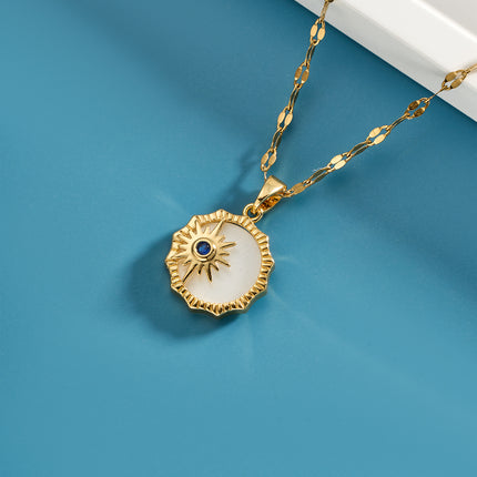 Collar Versátil De Cobre Sencillo Con Colgante Hueco De Rayo De Sol Casual Para Mujer