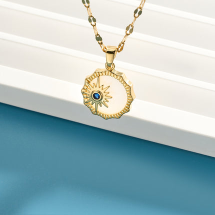 Collar Versátil De Cobre Sencillo Con Colgante Hueco De Rayo De Sol Casual Para Mujer