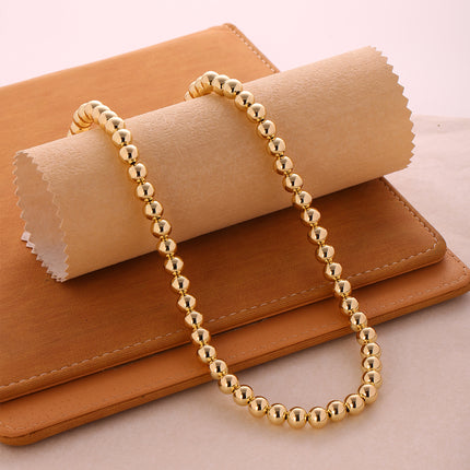Collar Con Diseño Largo De Estilo Hip Hop Con Cuentas Para Hombre De Cobre Chapado En Oro 14K
