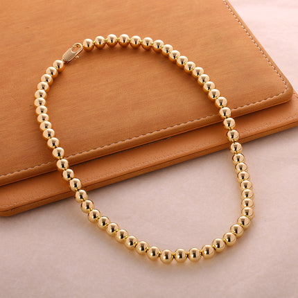 Collar Con Diseño Largo De Estilo Hip Hop Con Cuentas Para Hombre De Cobre Chapado En Oro 14K