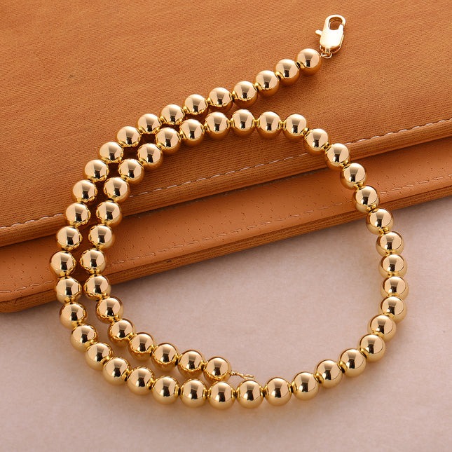 Collar Con Diseño Largo De Estilo Hip Hop Con Cuentas Para Hombre De Cobre Chapado En Oro 14K