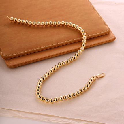 Collar Con Diseño Largo De Estilo Hip Hop Con Cuentas Para Hombre De Cobre Chapado En Oro 14K