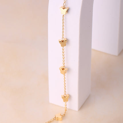 Collar De Mariposa Elegante, Cadena De Clavícula En Oro 14K Cobre
