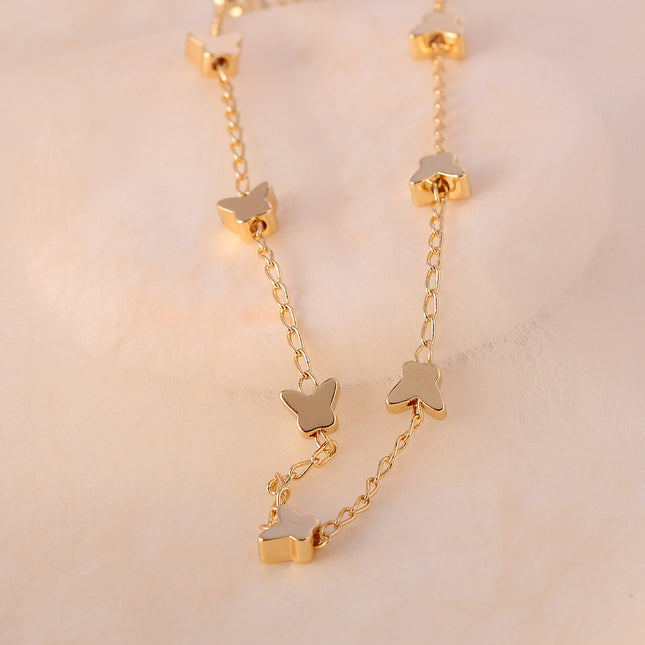 Collar De Mariposa Elegante, Cadena De Clavícula En Oro 14K Cobre