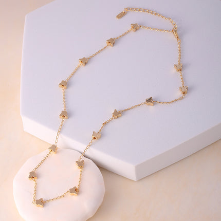 Collar De Mariposa Elegante, Cadena De Clavícula En Oro 14K Cobre