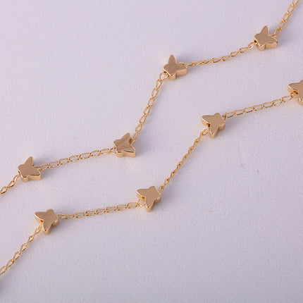 Collar De Mariposa Elegante, Cadena De Clavícula En Oro 14K Cobre