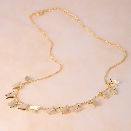 Collar De Cadena Con Diseño De Múltiples Mariposas En Oro 14K