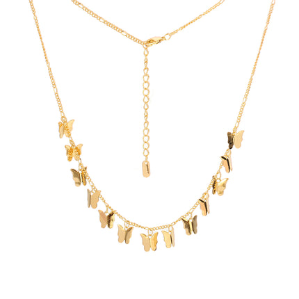 Collar De Cadena Con Diseño De Múltiples Mariposas En Oro 14K