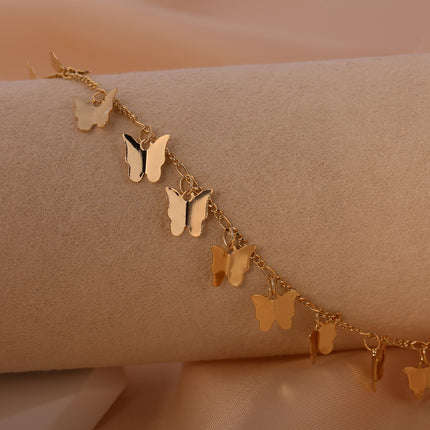 Collar De Cadena Con Diseño De Múltiples Mariposas En Oro 14K