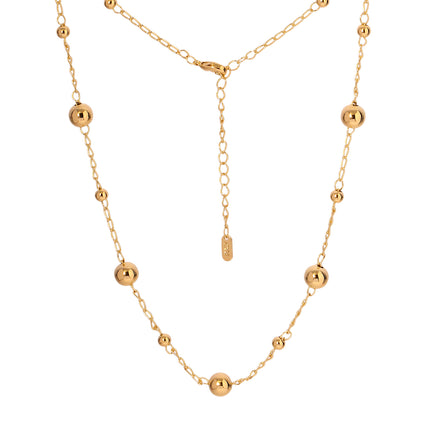 Collar Con Cadena En O y Cuentas En Oro 14K, Diseño Minimalista
