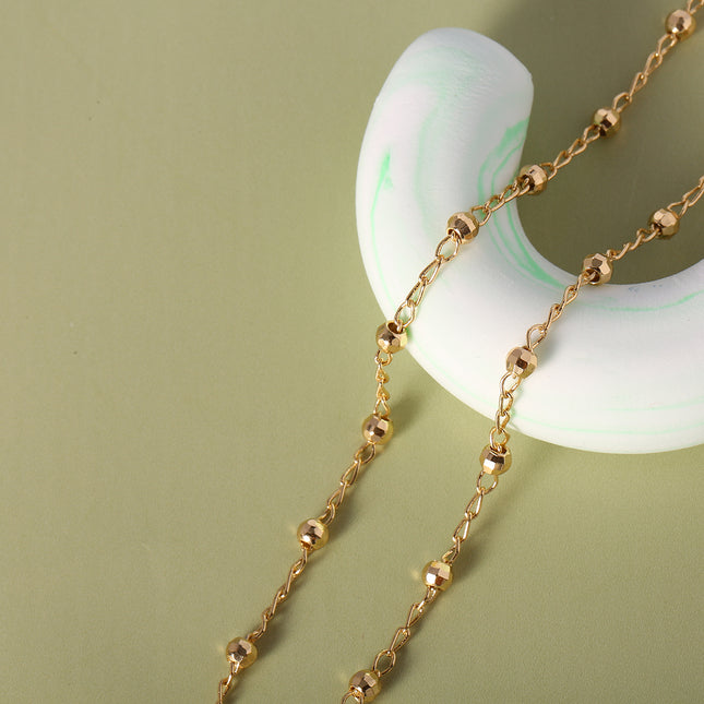 Collar De Cobre Enchapado Oro 14K Cadena De Cuentas , Diseño Moderno