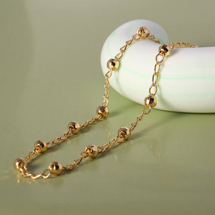 Collar De Cobre Enchapado Oro 14K Cadena De Cuentas , Diseño Moderno