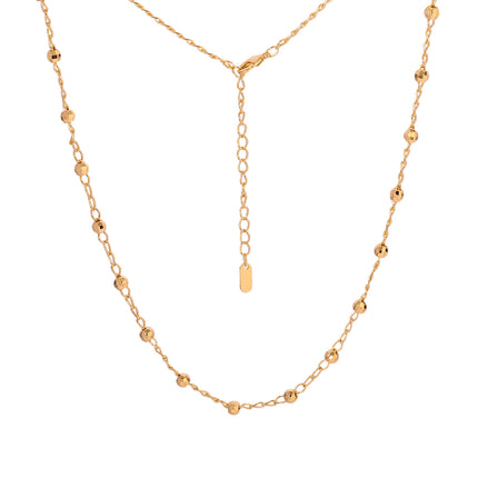 Collar De Cobre Enchapado Oro 14K Cadena De Cuentas , Diseño Moderno