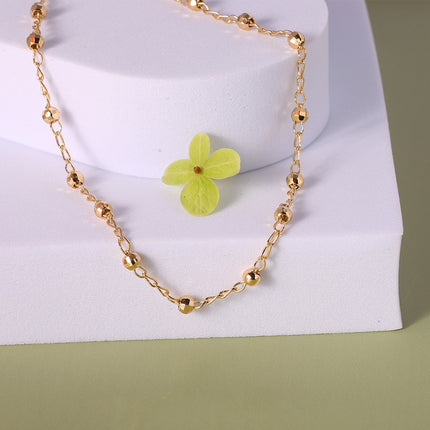 Collar De Cobre Enchapado Oro 14K Cadena De Cuentas , Diseño Moderno