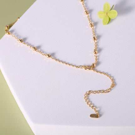 Collar De Cobre Enchapado Oro 14K Cadena De Cuentas , Diseño Moderno