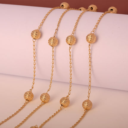 Collar De Doble Capa Con Cuentas Redondas Chapado En Oro 14K Estilo Elegante