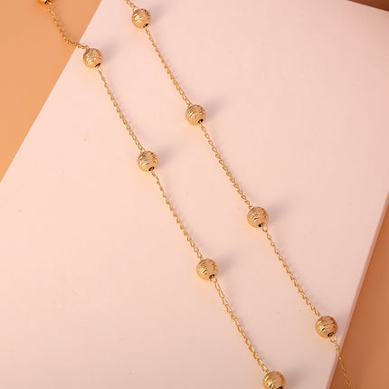 Collar De Doble Capa Con Cuentas Redondas Chapado En Oro 14K Estilo Elegante
