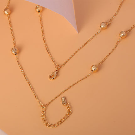 Collar De Doble Capa Con Cuentas Redondas Chapado En Oro 14K Estilo Elegante